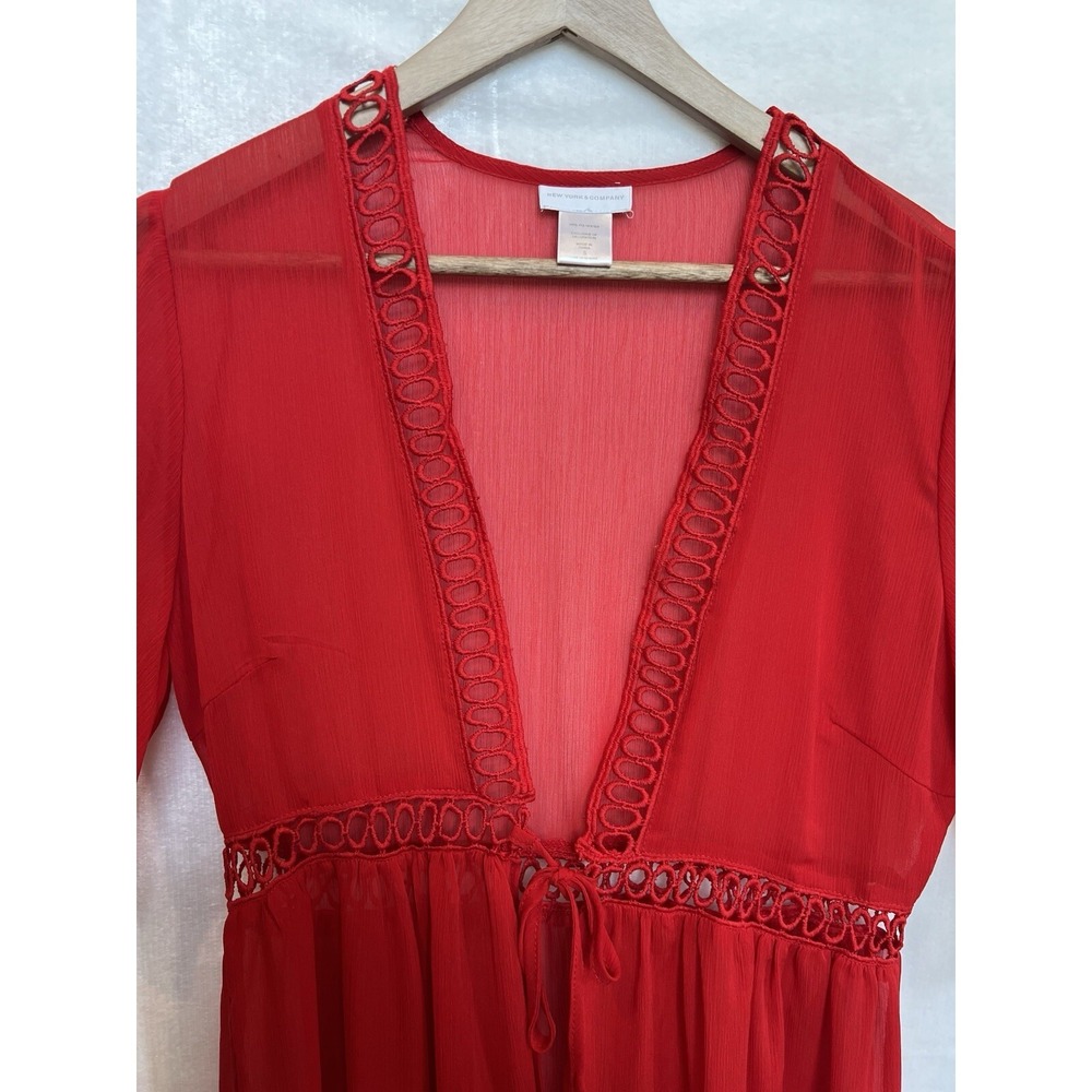 New York Company Sheer Embroidered Eyelet Cover‎ up Kimono Size S Resort Beach - Picture 3 of 16